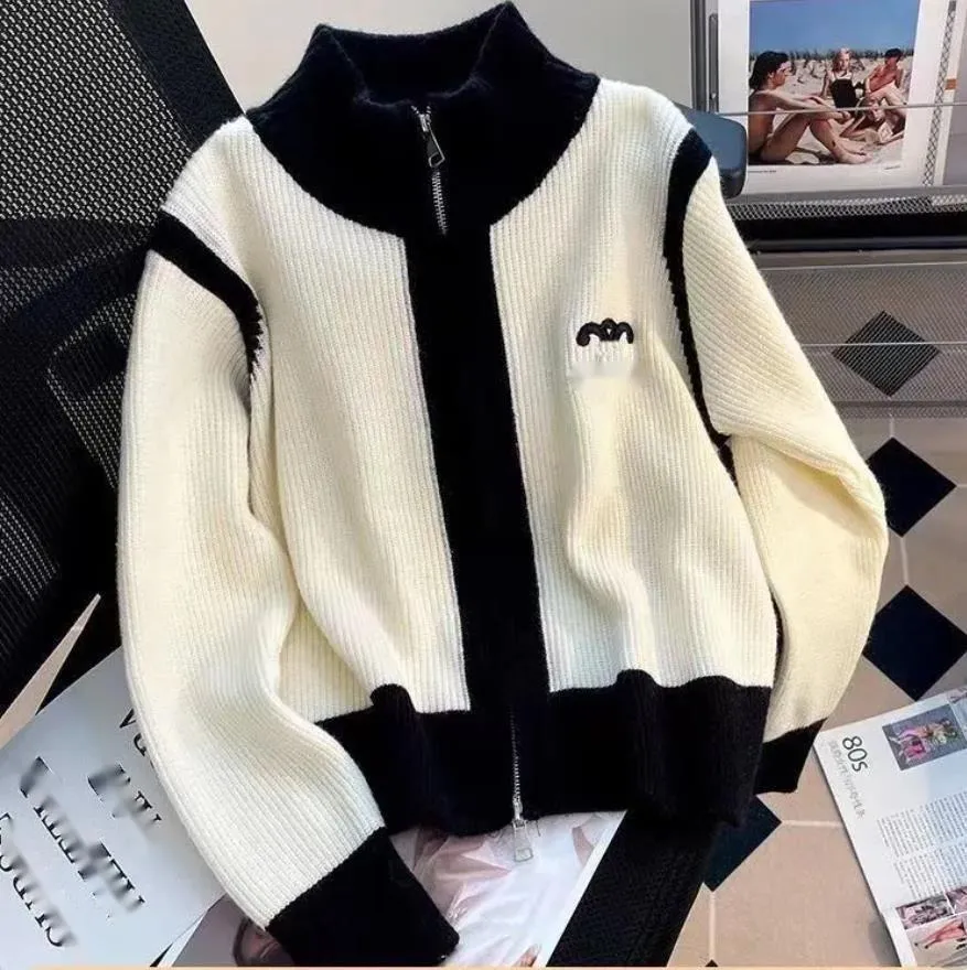New color matching stand collar zipper long sleeve sweater New color matching stand collar zipper long sleeve sweater