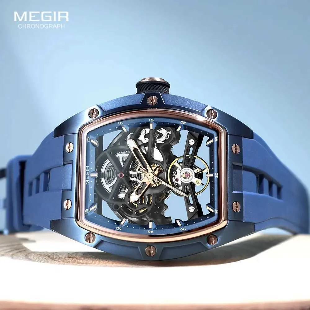 Wristwatches MEGIR 2242 Blue Automatic For Men Sport Waterproof