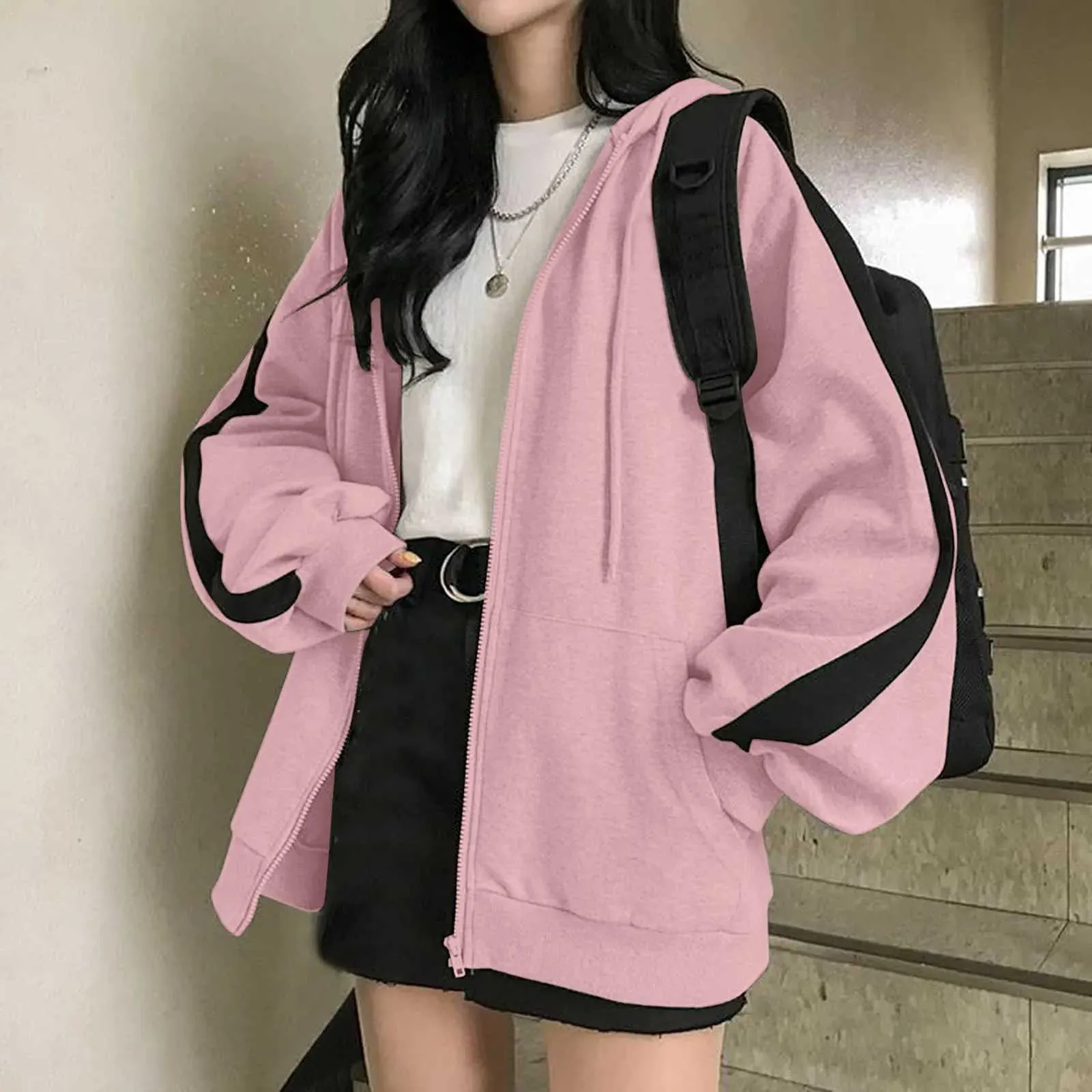 Sweat à Capuche Femme Hoodie Sweat-Shirts Robe Pull Fille Sweat Capuche Grande Taille Cardigan Long ZippéE à Manches Longues Hiver Manteau Avec Grande Poche