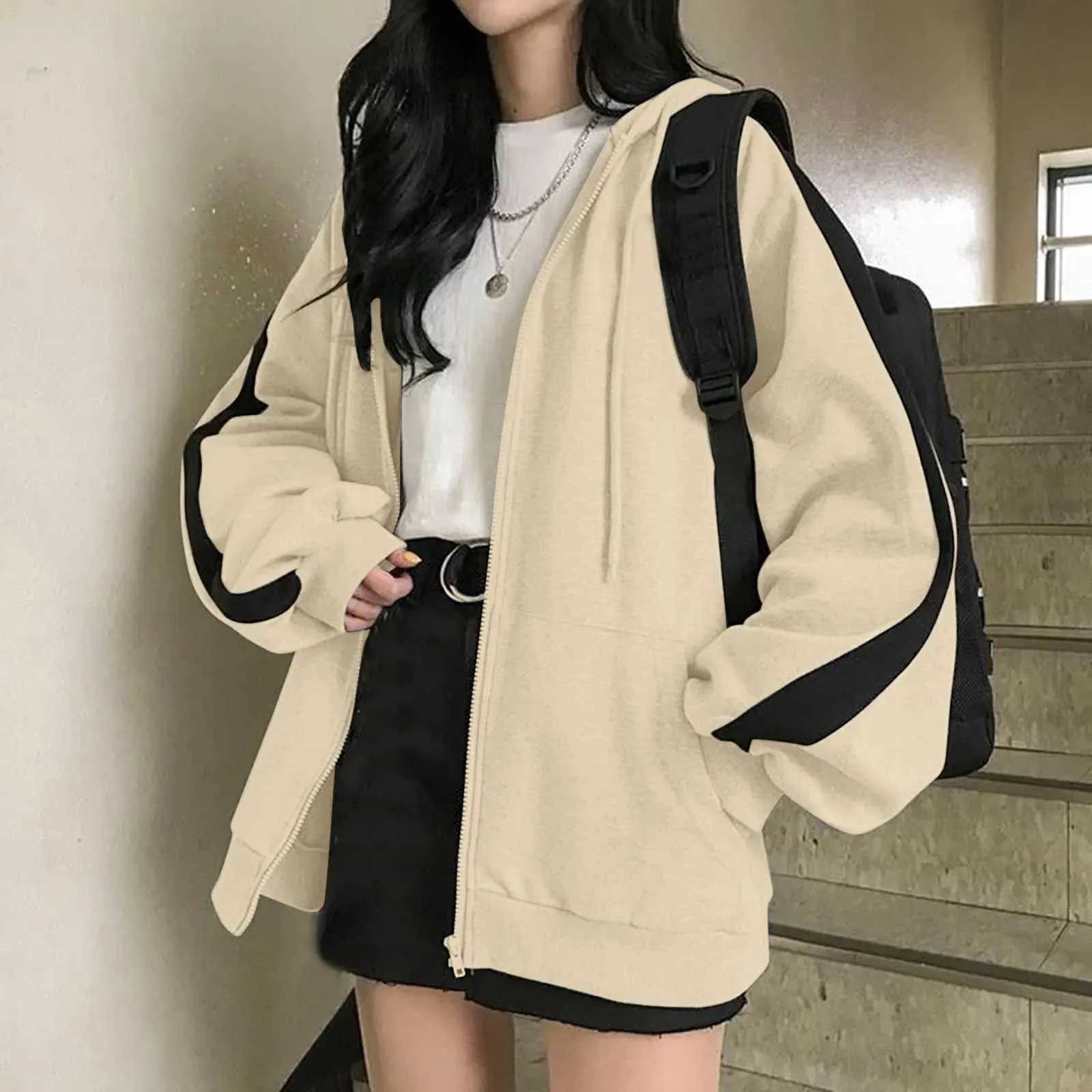 Women's Brazil Graphic Zip Up Sweatshirt Jacket - Long Sleeve Casual Loose Fit Aesthetic Outerwear With Pockets - View #8