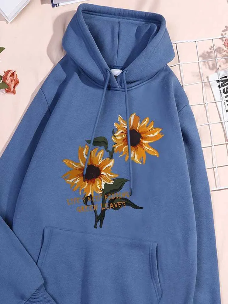 JEOCODY Women's Sunflower Hoodie - Casual Long Sleeve Sweatshirt With Pocket, Soft Polyester Spandex