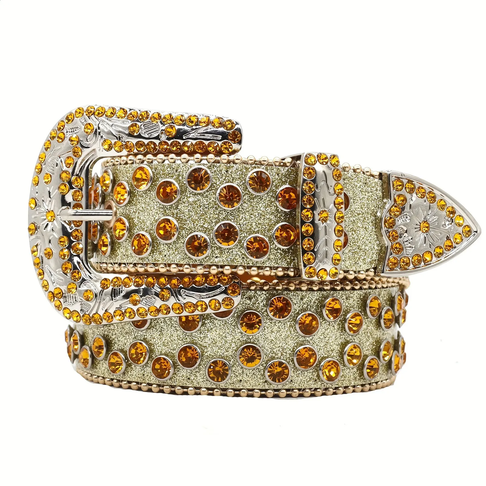 Diamond belt sizes high quality new western style Belts Rhinestone Leather Belt For Men Women Large Size Belt  main image 2