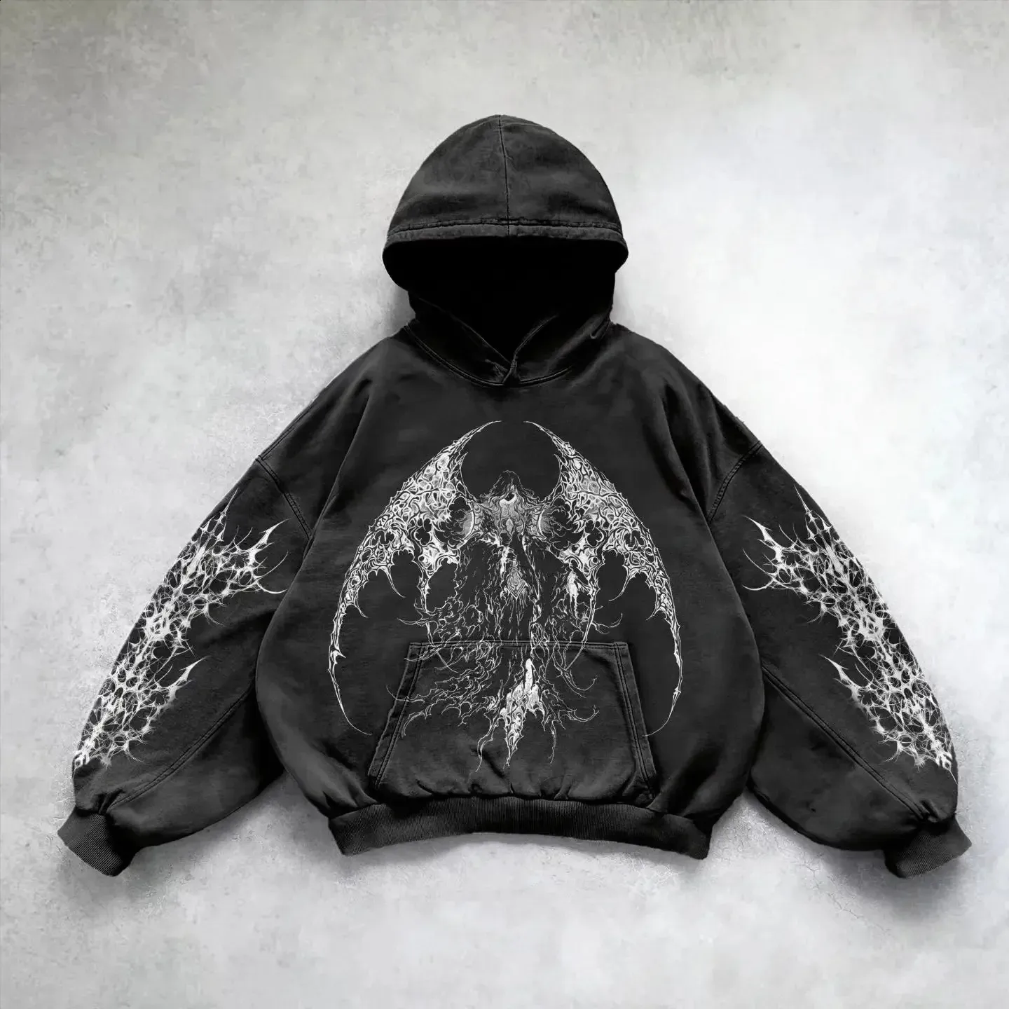 Retro Gothic Graphic Print Casual Loose Pullover Hoodie Sweatshirt