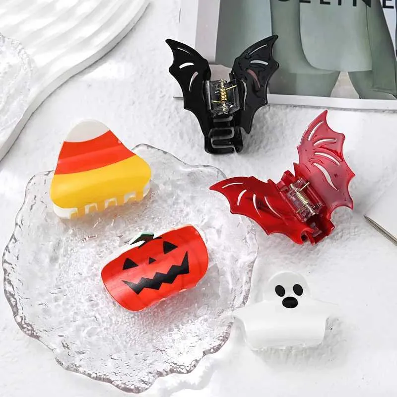 Halloween Pumpkin Crab Hair Clip Set - 2 Pack, Funny Claw Clips for ...