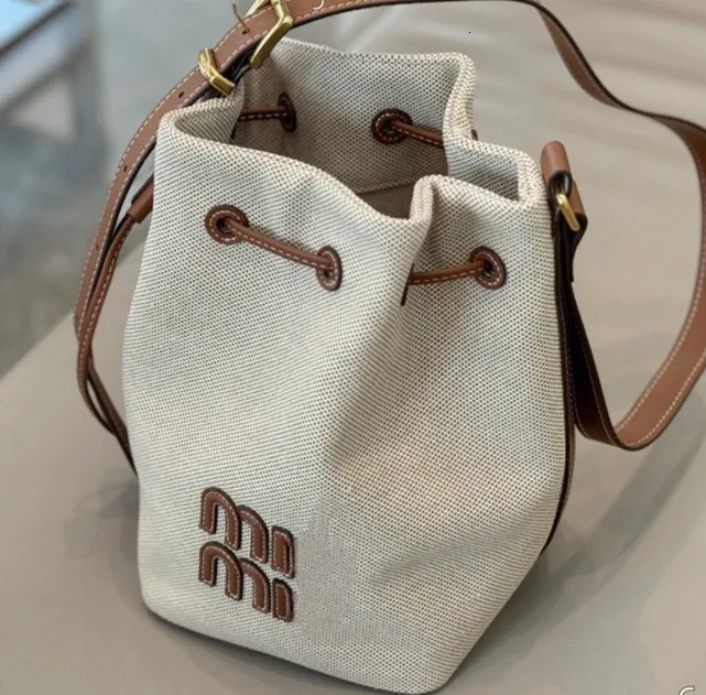 Spring Summer Miuu Miuu Home New Original Canvas Bucket Bag