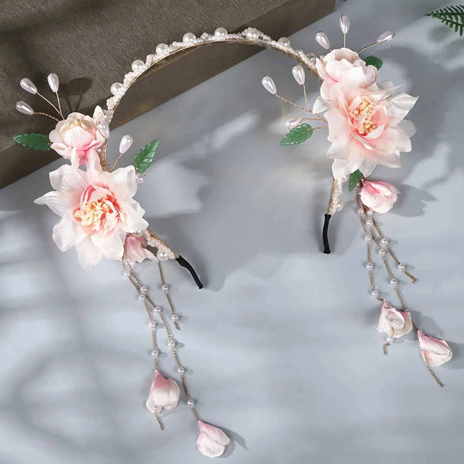 JewelryX Flower Pearl Headbands For Women Wedding Hair 