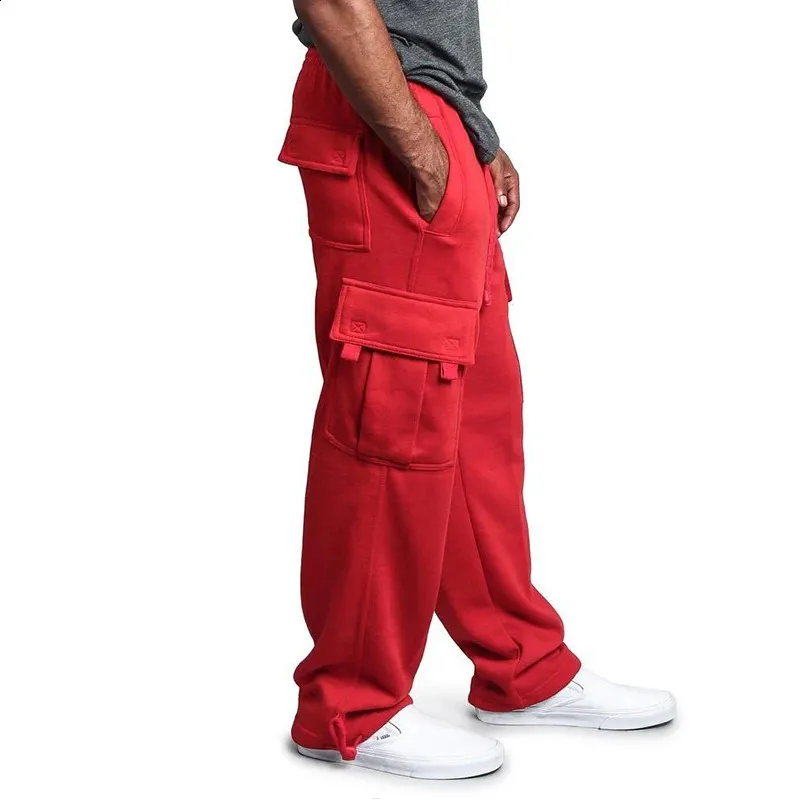 Pantalones Cargo De Hombre En Lana Polar - Con Bolsillos, Cintura Elástica, Tallas S A 2XL