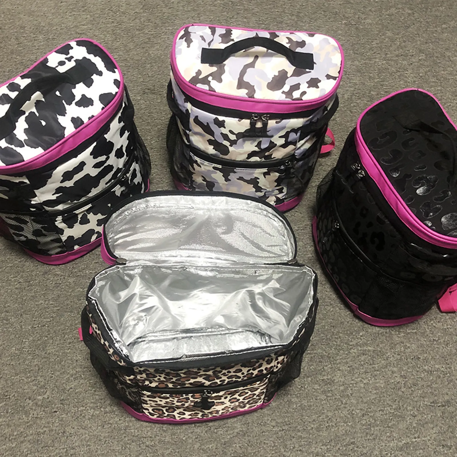 Leopard Print Rose Gold Insulated Cooler Backpack - 30L Waterproof Leakproof Beach Picnic Lunch Bag For Camping - View #3