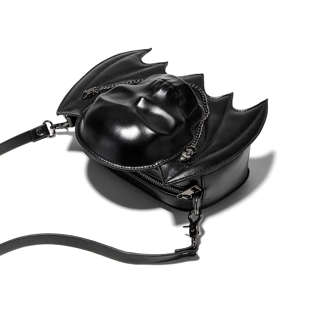 DHgate.com:Punk Skull Head Bat Design Crossbody Bag for