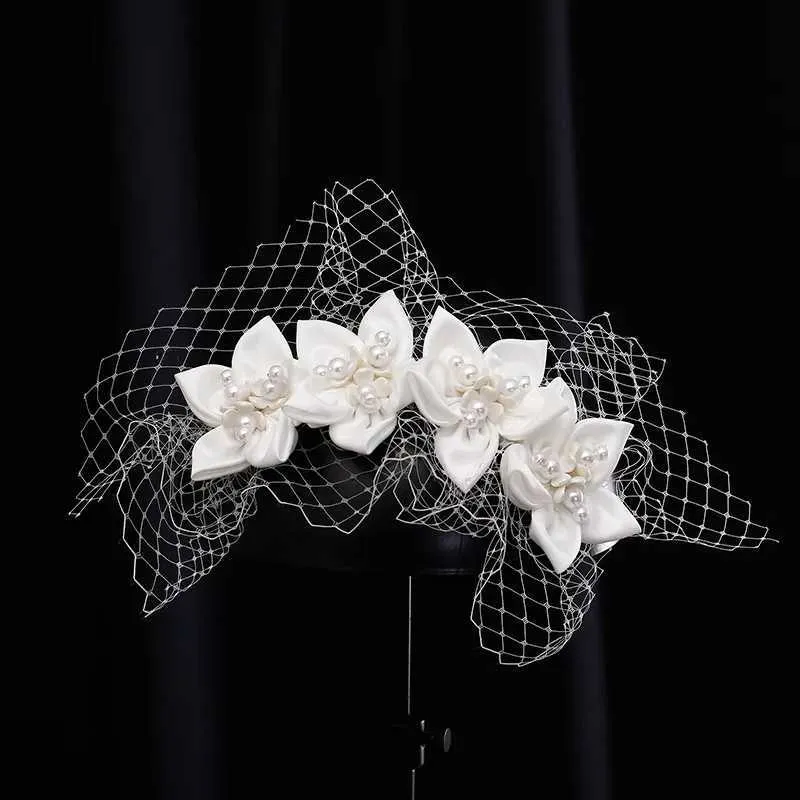 Bridal Champagne Mesh Bow Headband - Vintage Wedding Hair  display picture 1