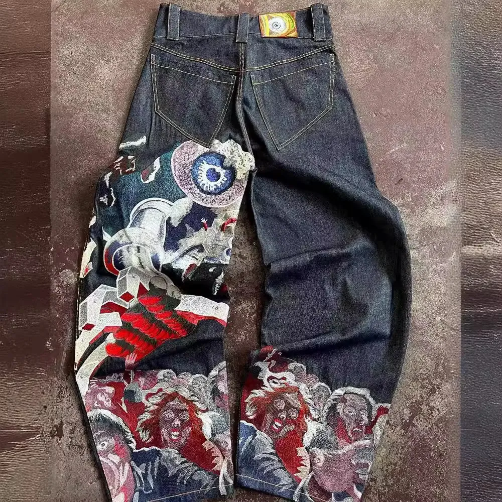 Jeans Cargo Homme Baggy - Style Y2K Hip-hop - Denim Ample Coupe Droite - Poches Multiples Streetwear