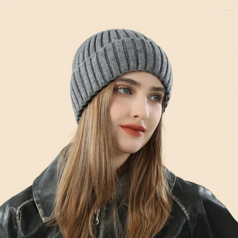 Warm Winter Beret Hat Thick Wool Knitted Skull Cap for Men Women