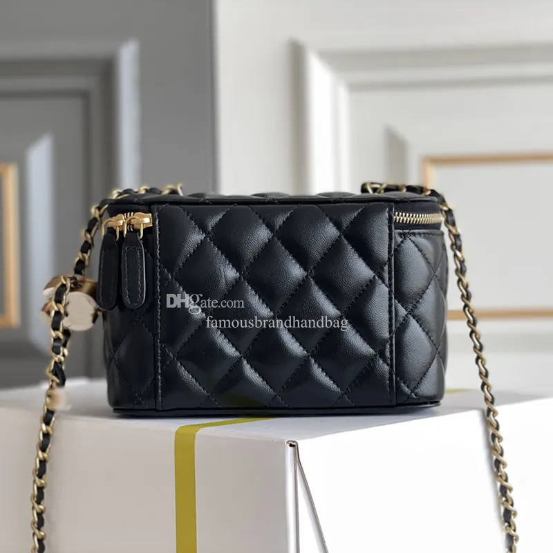 Camellia Long Vanity Bag Luxury Camellia Chain Vanity Case Genuine