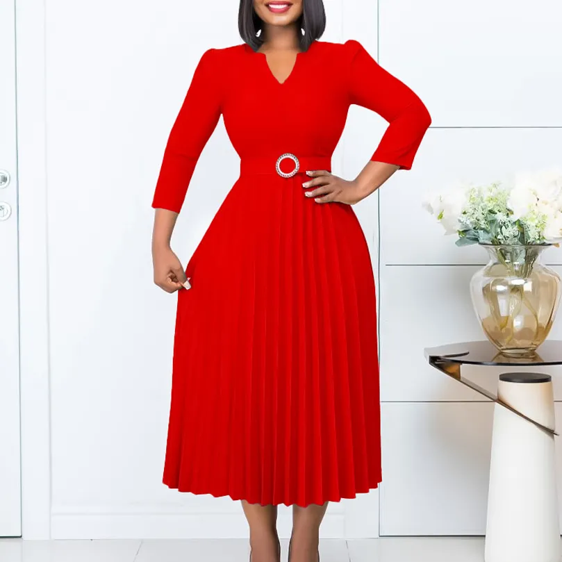 Yellow Green Red Blue V-Neck 3/4 Sleeve Tea-Length Party Dress for Prom &  Special Occasions from Dhgate Party Dresses - price 36.19