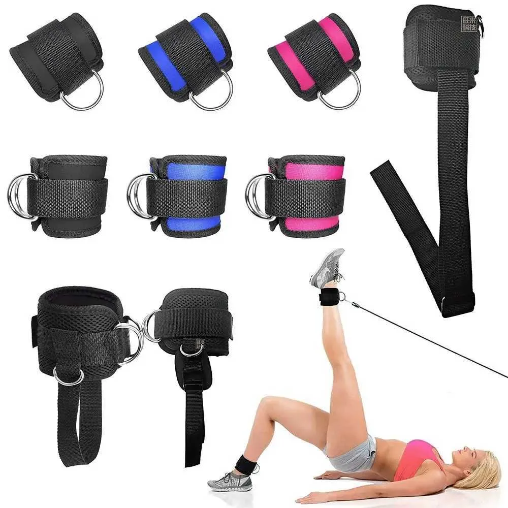 Gym Pulleys Ankle Straps Adjustable D Ring Foot Support Cuffs For