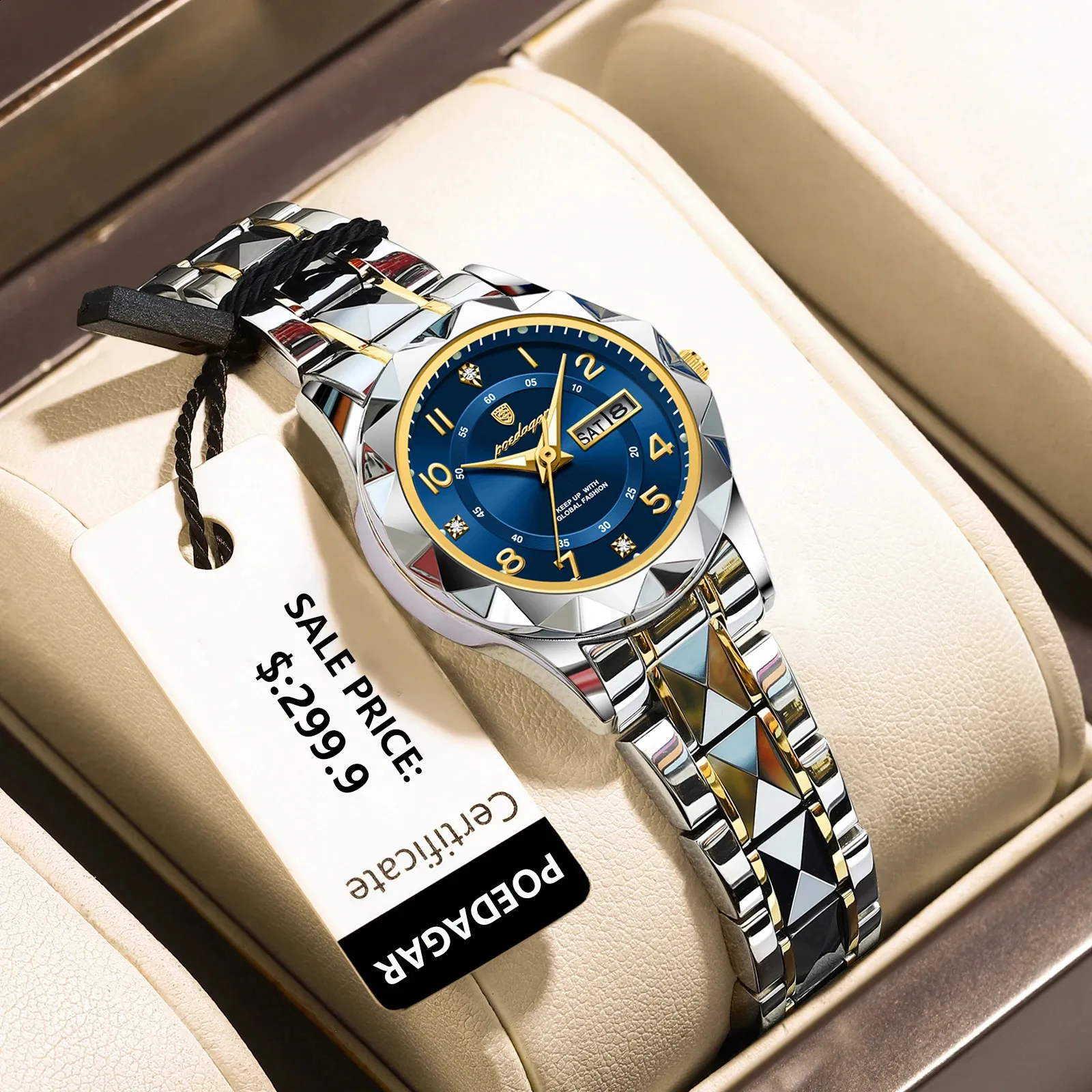 Stainless Steel Dress Watch with Date Waterproof Quartz Movement S1a531f237f3b4e7ba2157965e19da  main image 3