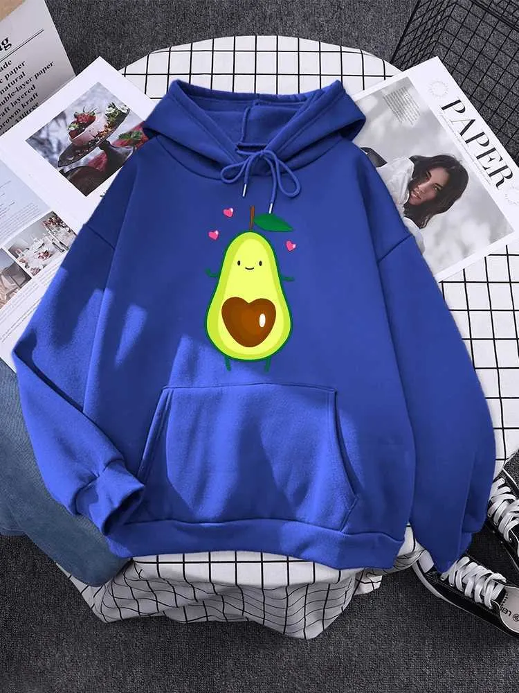 Sweat à Capuche Zippé Femme Motif Avocat Love - Tissu Doux (95% Polyester, 5% élasthanne) - Coupe Longue Oversize - Automne/Hiver - 8