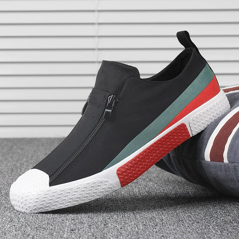 Stylish Canvas Zip-Up Sneakers: Casual Korean Men's Sports Shoes
