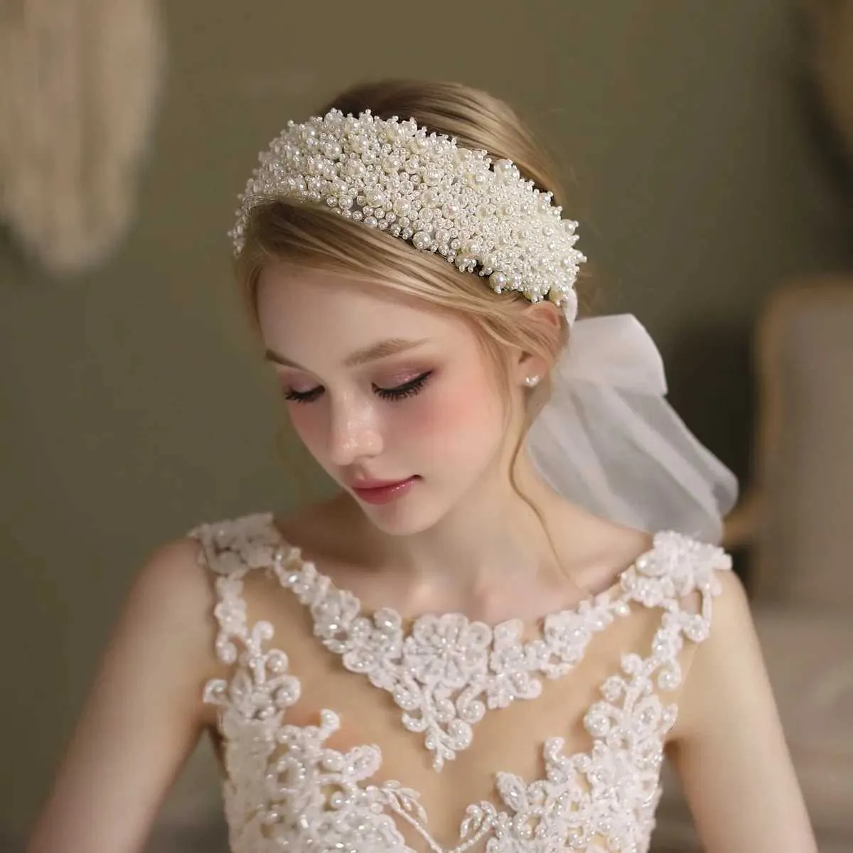 Pearl Headbands Women Set of 5 Non-Slip Hair Accessories for Weddings Parties Amazon.com : WILLBOND 3 Pieces Pearls Headband Knotted  main image 2