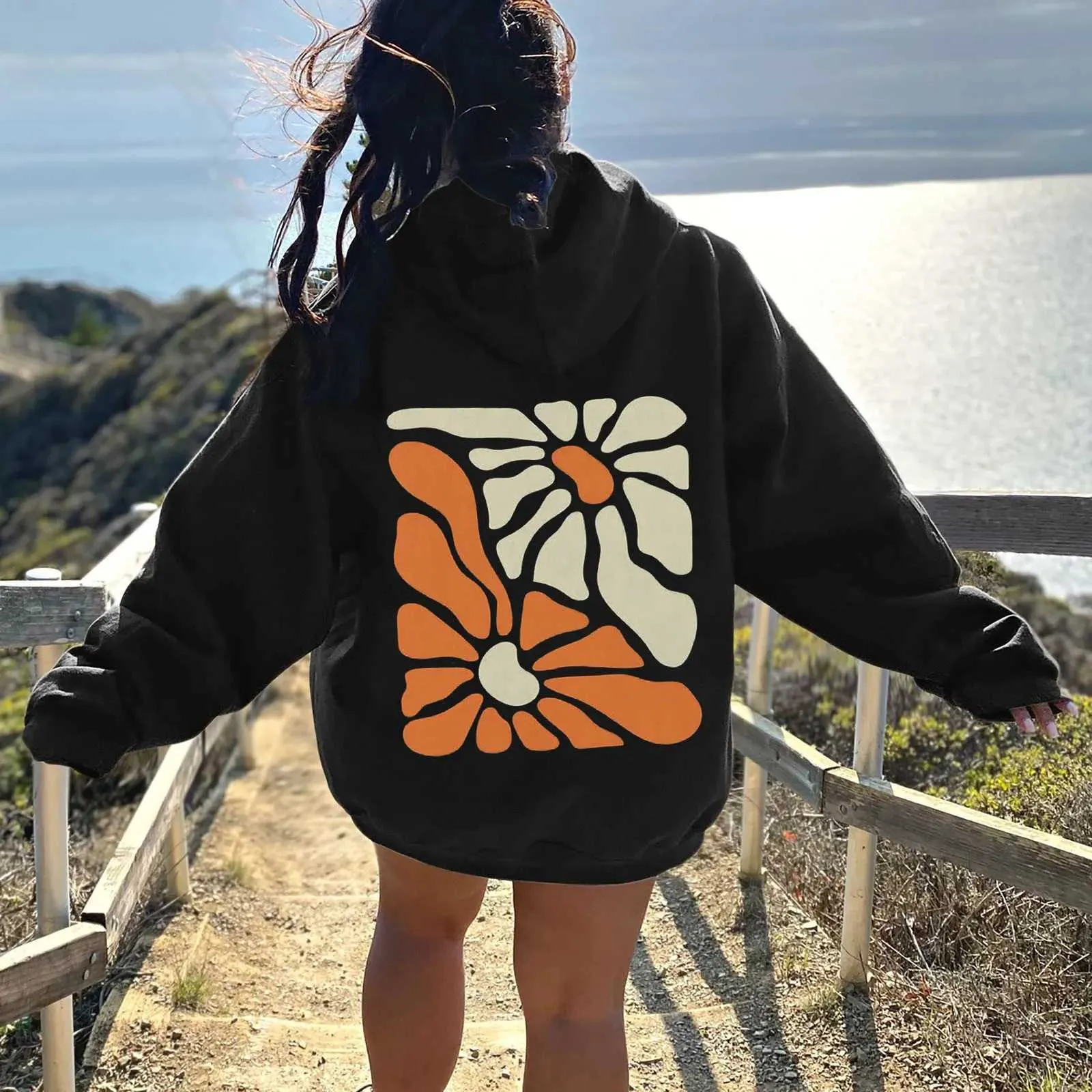 Save Big on Bulk Korean Long Hoodie Korean Version Floral Manga Graphic  Hoodies Aesthetic Sweatshirt For Men Women Long Sleeve Oversized Loose