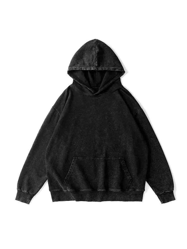 Mens Washed Cropped Hoodie - Casual Streetwear Zip Up