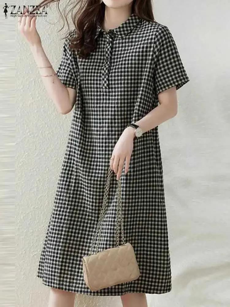 ZANZEA Womens Cotton Long Shirt Dress Casual Loose Midi Dress With Collar,  Short Sleeves For Summer Office And Everyday Wear From Katcho, $10.86 In  Bulk | DHgate.Com