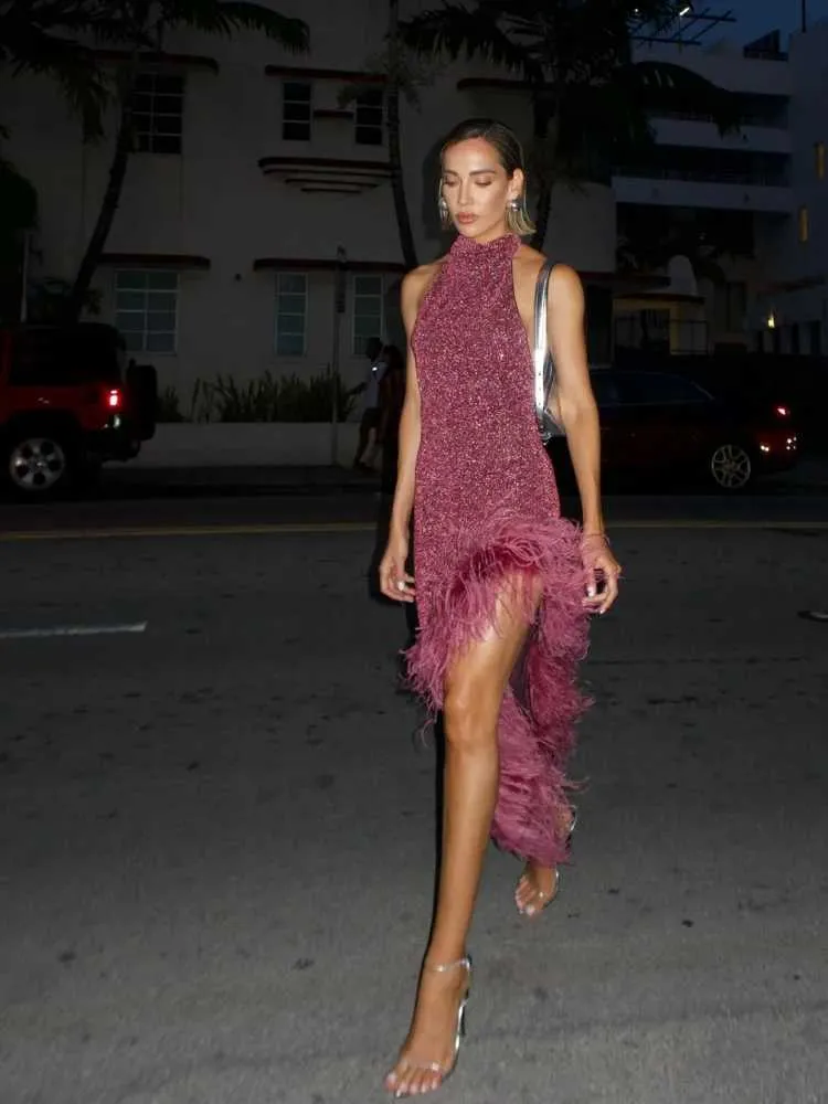 Basic Casual Womens Floor-Length Sheer Twill Dress with Sparkling Glitter  Feather Hem and Striped Pattern from Dhgate Basic & Casual Dresses - price  14.36