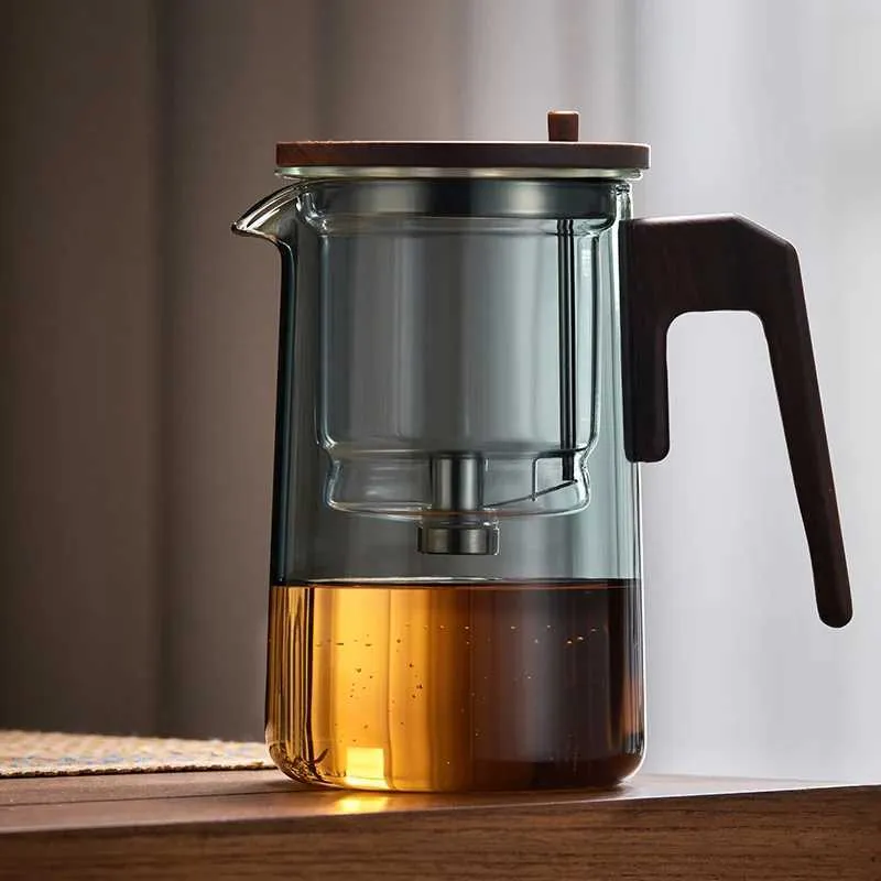 Popward Glass Teapot With Wooden Lid & Handle, 18oz...