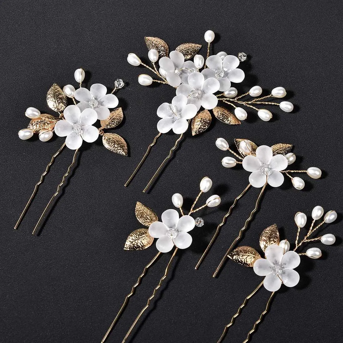 Crystal Hair Clips: Pearl Headpiece Bridal Flower Hair Pins 