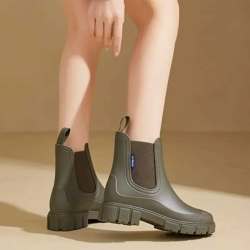 Waterproof Elastic Mid Top Ankle Boots For Women Non Slip Rain Waterproof Shoes For Men For Indoor And Outdoor Use Fashionable Chelsea Style Wading Waterproof Shoes For Men M240912 From Factory Jiahui...