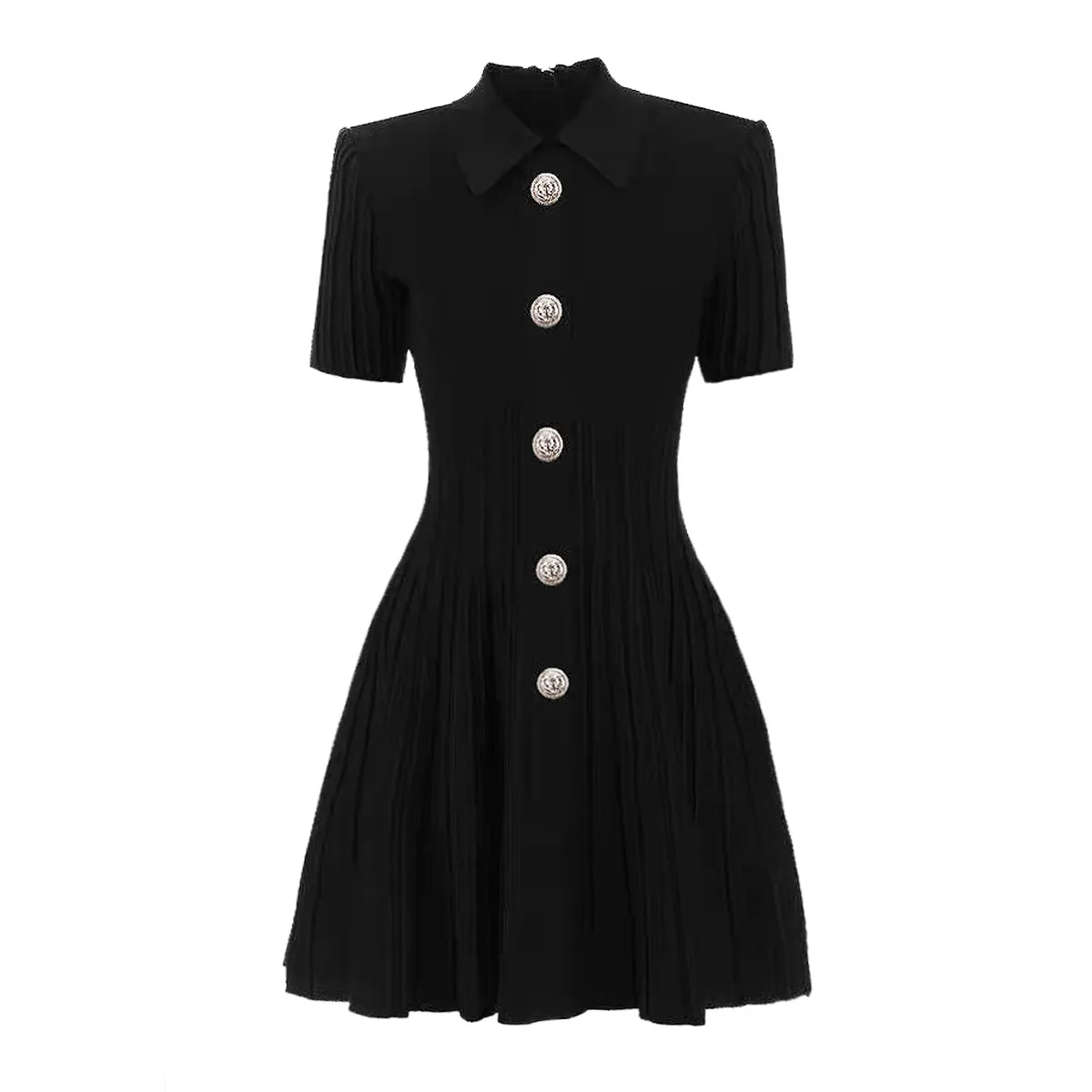Black Pleated Cotton Blend Jersey Dress With Lapel... From Starfashion4you,  $41.81 In Bulk | DHgate.Com