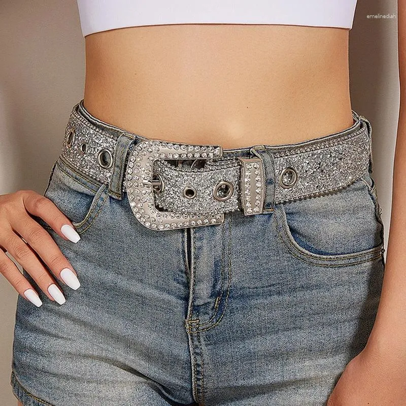 DHgate.com:Womens Punk Goth Y2K Belt - Gold Sequin