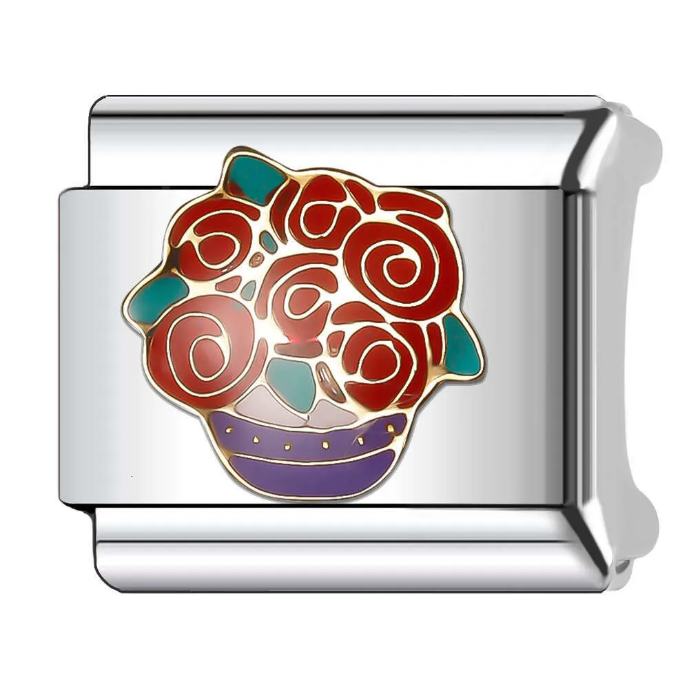 New Women's Gift Flower Heart Bead Italian Charms Links Bangle Beads Fit 9Mm Stainless Steel Bracelet Making DIY For_voghion.com