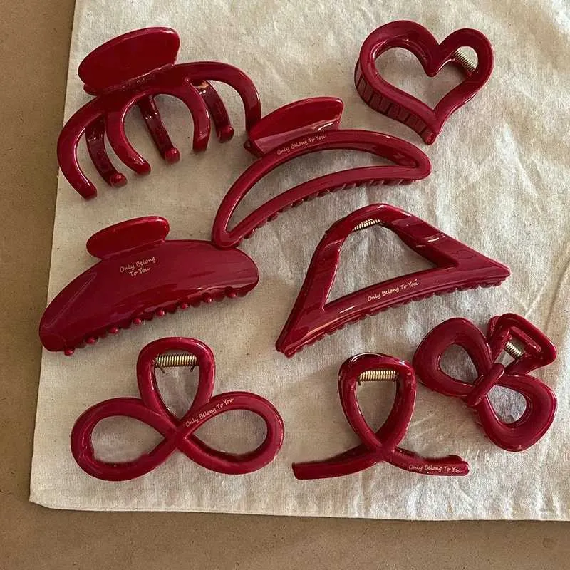 Red Hair Barrette with Gold Logo Accent s-l400.jpg main image 4