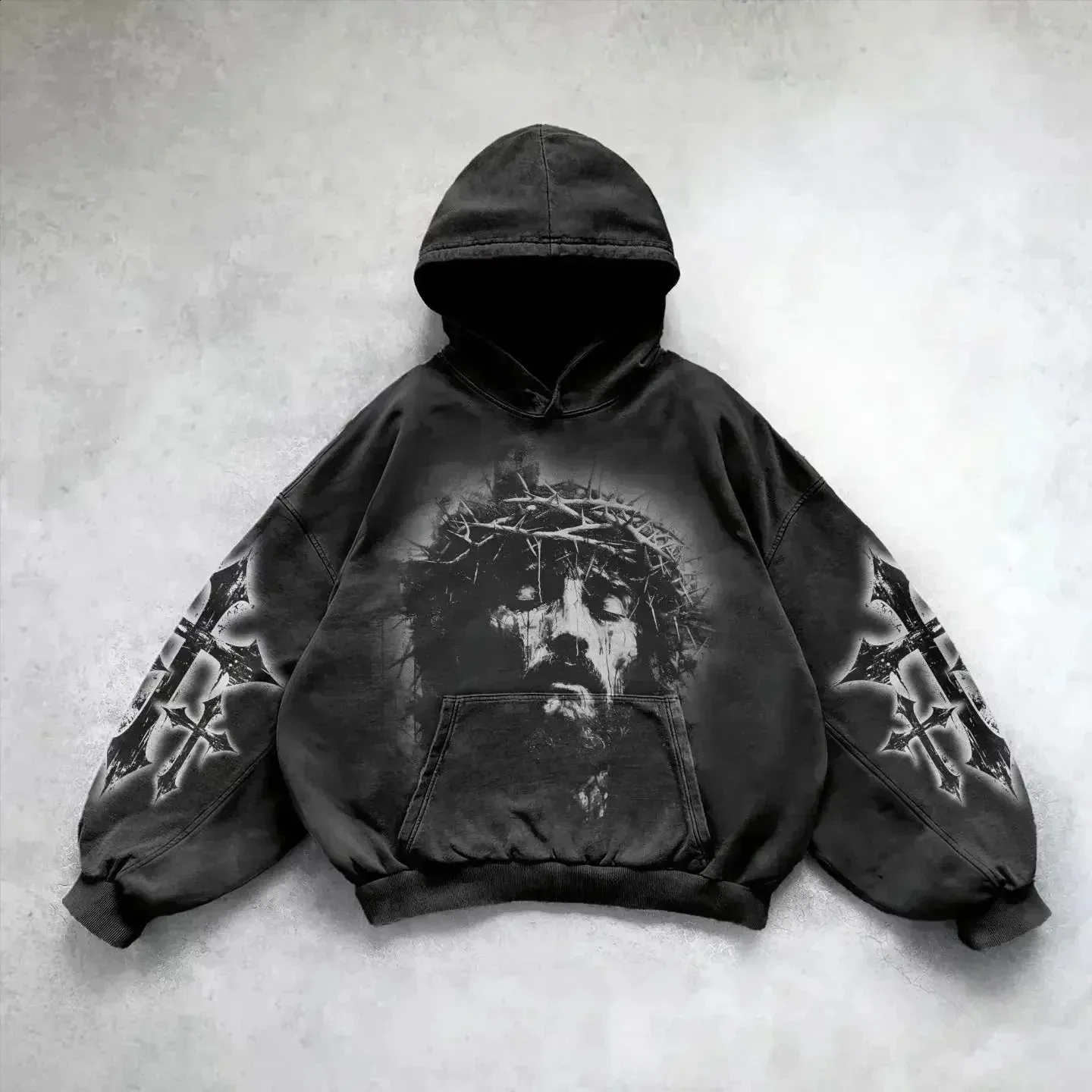 Gothic Goddess Print Hoodie - Y2K Streetwear Sweatshirt for Men