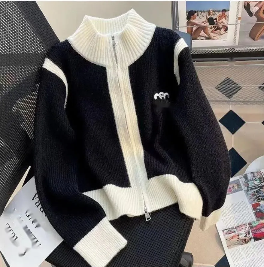New color matching stand collar zipper long sleeve sweater New color matching stand collar zipper long sleeve sweater