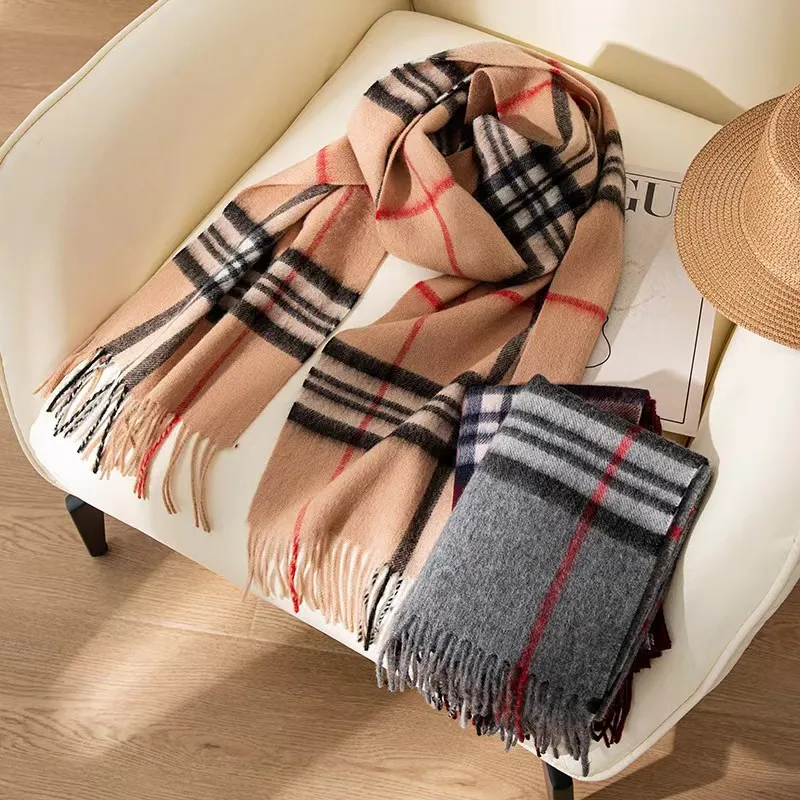 thumbnail image 2 of Women's Hot Pink Black White Stripe Plaid Scarf – 100% Acrylic, Cashmere Feel, 12" X 72" 2 of 4