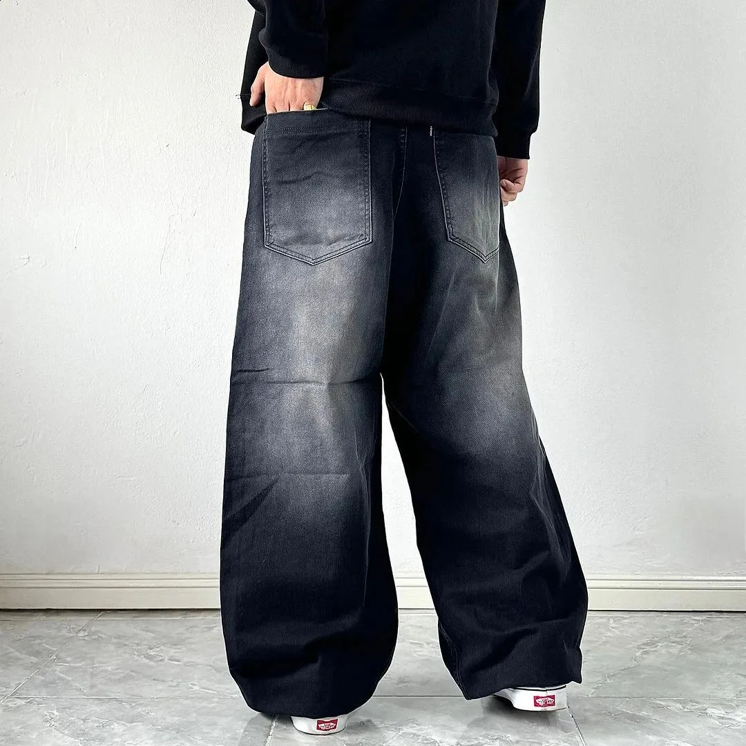 wide baggy spray processing denim trousers / ワイドバギー
