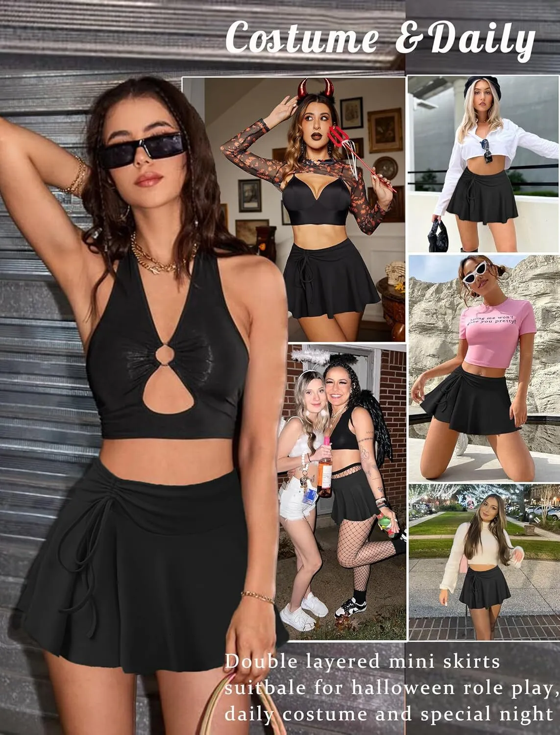 High Waist Pleated Mini Skirt - Versatile Skater Style, S-XXL