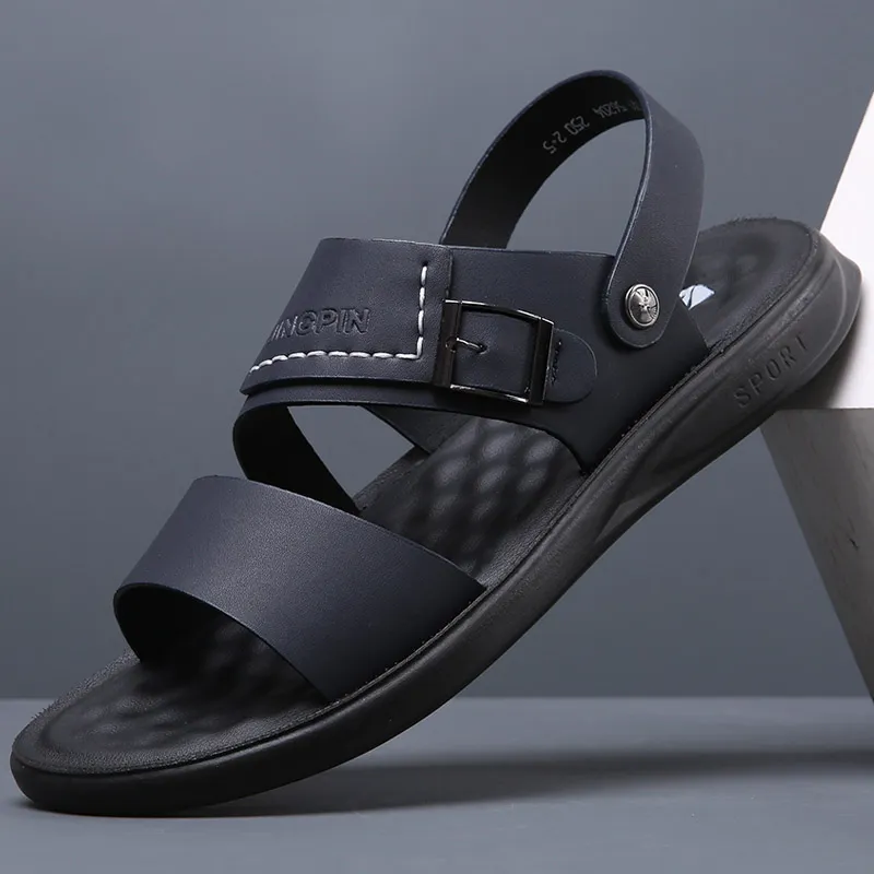 Quality Hihg Leather New Summer Baotou Casual Man Slippers  display picture 3