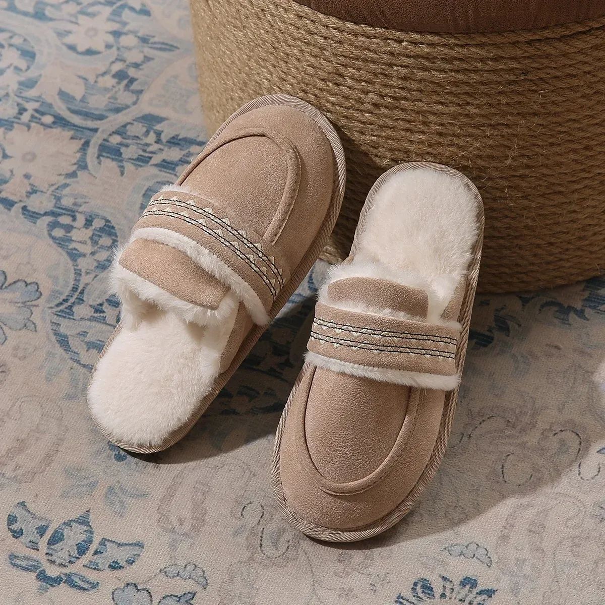 Fuzzy Slippers Winter Cozy Slippers Fashion Fur Slippers Women
