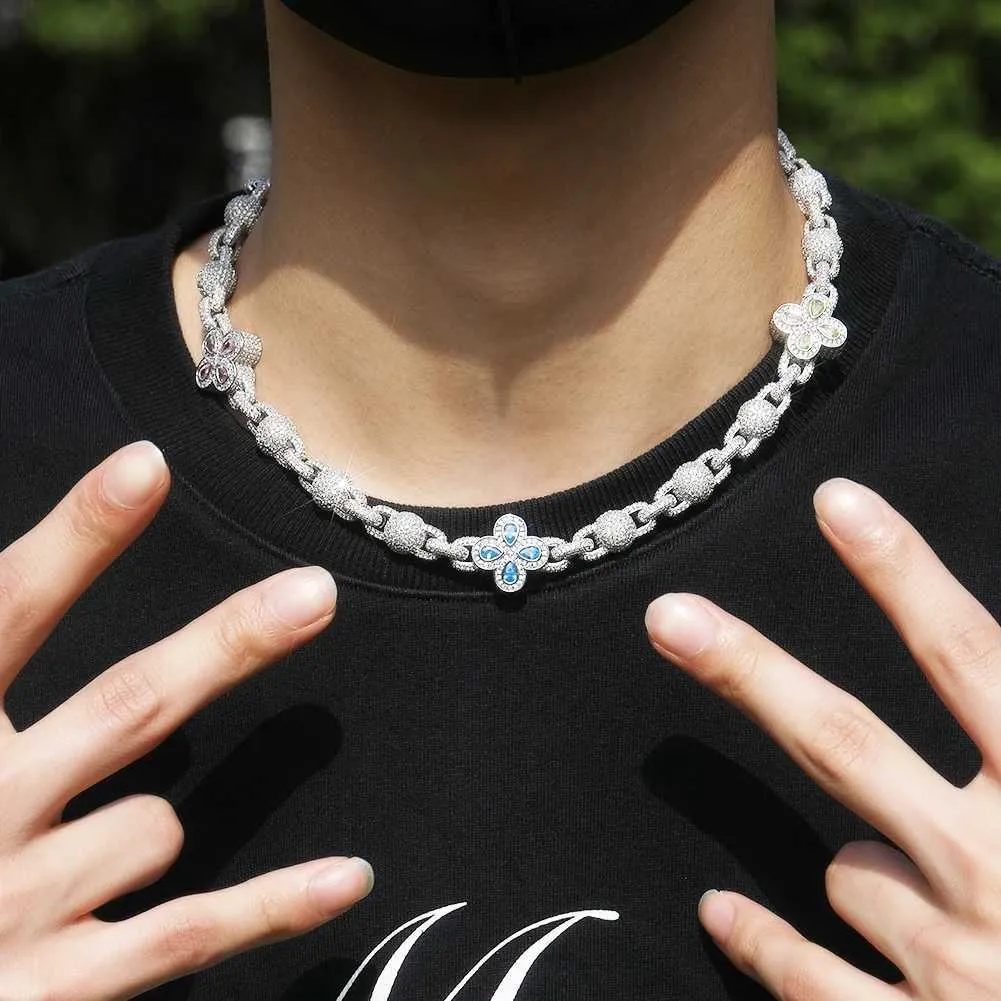 Pendant Necklaces BLING KING Four Leaf Clover Beaded Chain Necklace Micro Paved Cubic Zirconia Bracelet Hip Hop Jewelry_voghion.com