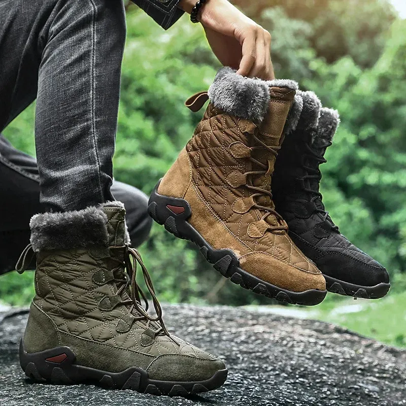 Men s Winter Boots Outdoor Velvet Comfortable Work Mountaineering Snow Boots Fashion Travel Casual Cotton Shoes