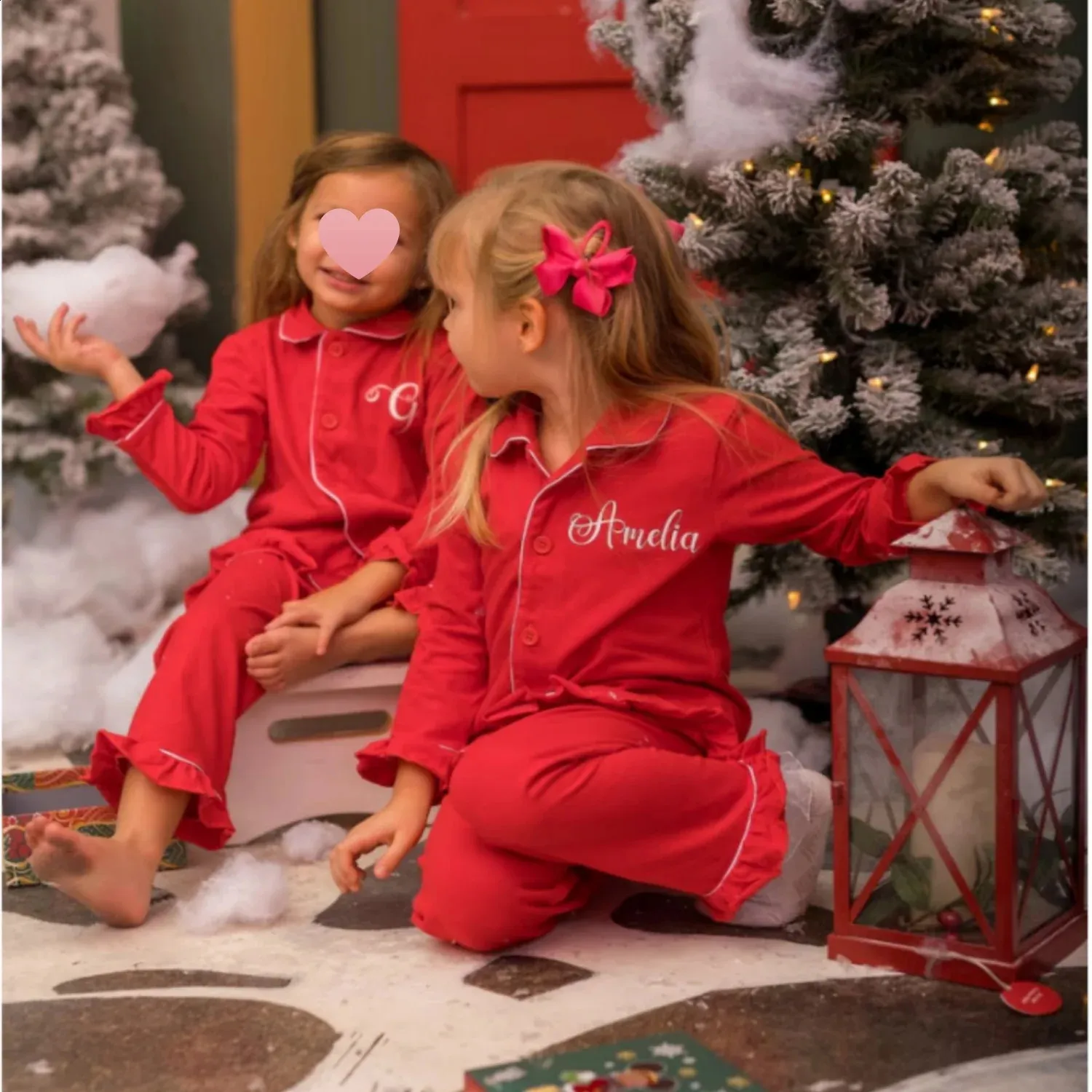 Solid red christmas pajamas sale