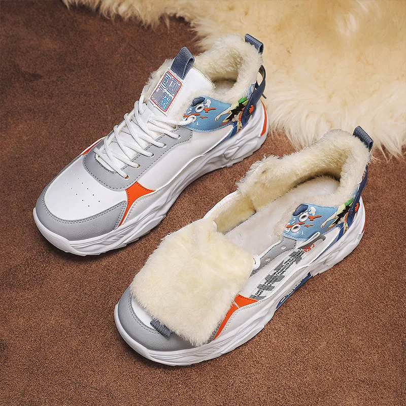 Winter Warm Fleece-Lined Dad Sneakers: Thick Sole Leather Casual Shoes for  Height Comfortable Walking Shoes, Hot Sale!