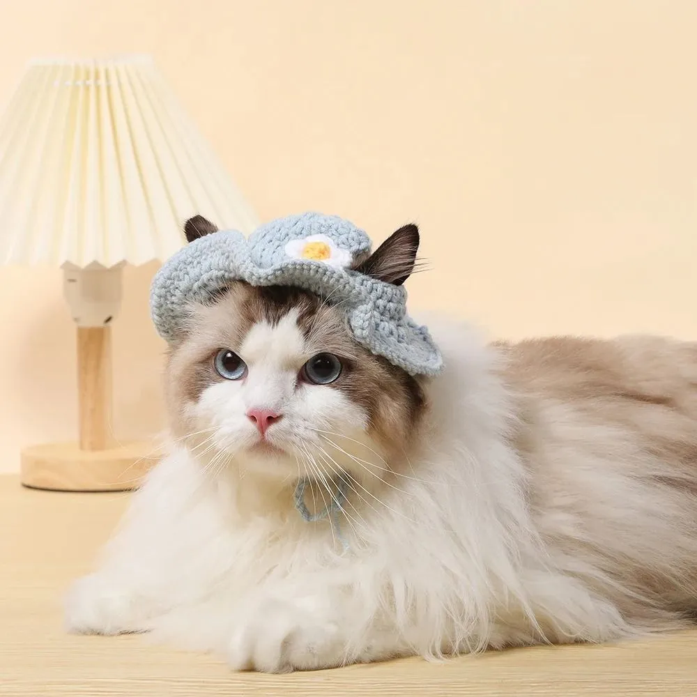 Knitted Cat Hat with Elastic - Autumn Winter Pet Puppy