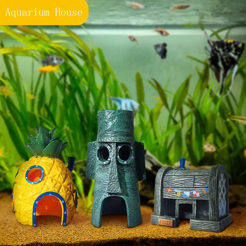 bikini bottom fish tank accessories Penn-Plax Officially Licensed Spongebob Squarepants Decorations | Spongebob's Pineapple, Squidward Home, and The Crusty Crab Resin Figurines The set includes one 2 inch SpongeBob ornament Our very own Bikini Bottom