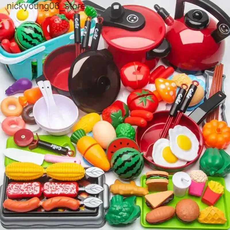 Kitchen Toys Food Playset: Pretend Play Cutting Food Set For Kids