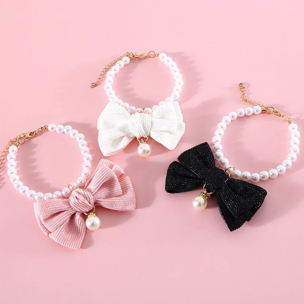 Save Big on Bulk Cat Collar Jewelry Cat Accessories Cute Pearl Cat Necklace Jewelry Adjustable Pet Collar For Small Dog Puppy Wedding Collar Cat