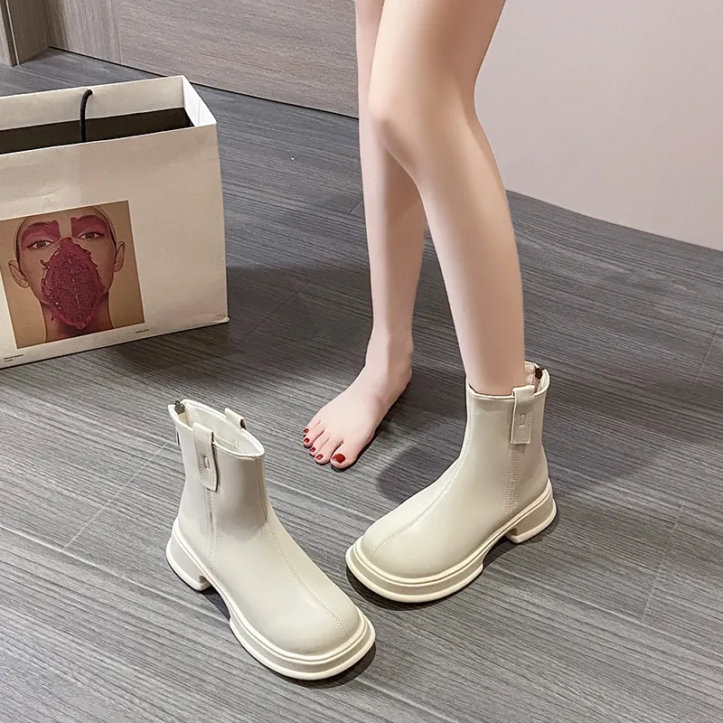 Llife】SLIGHT SQUARE ZIP BOOTS